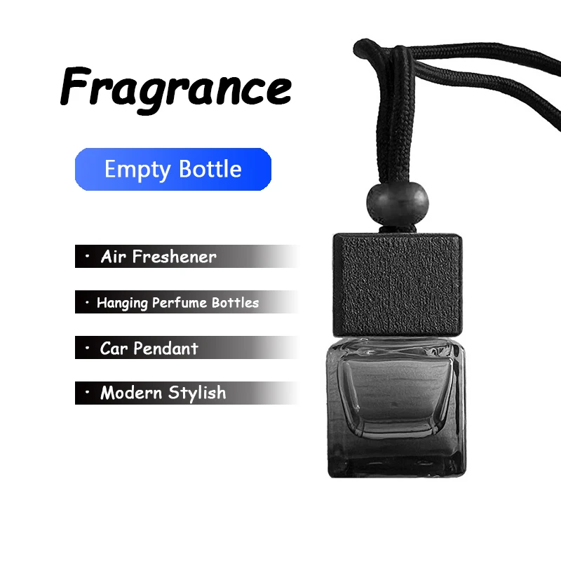 Car Rearview Mirror Ornament - Empty Glass Bottle for Essential Oil Fragrance