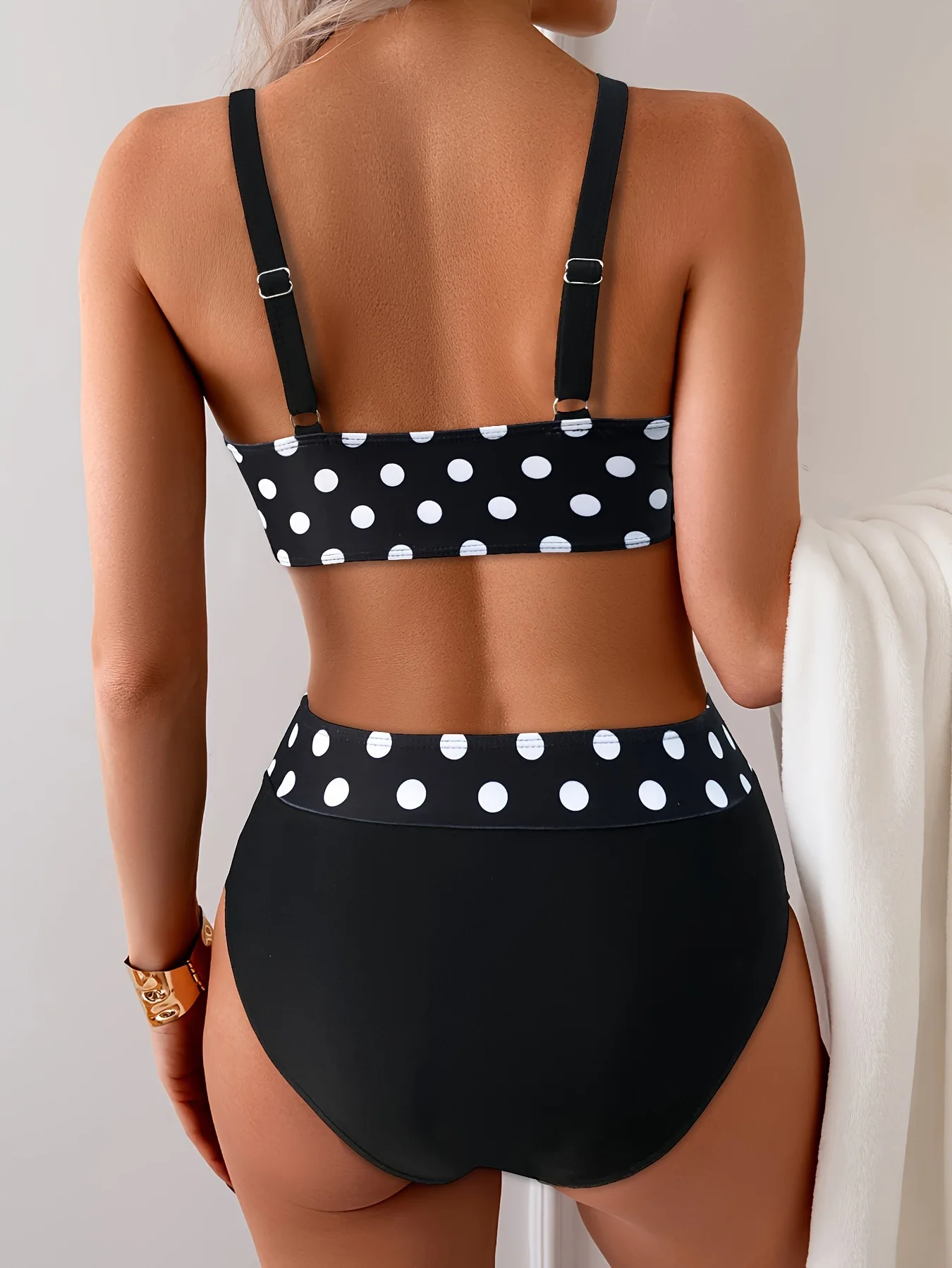 2026 Vintage Polka Dot High Waisted Two Piece Bikini Set Women Sexy Push Up Tummy Control Swimsuit Swimwear Beach Panties Outfit view 2