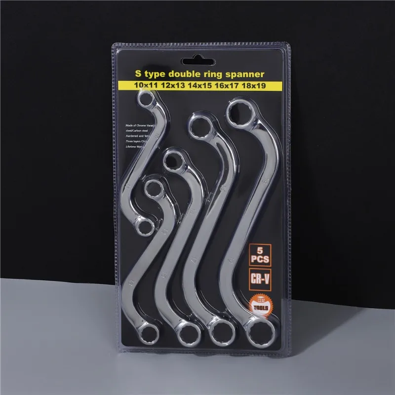 

Набор гаечных ключей типа S, 5 предметов, форма 12, угловая фиксированная головка, двусторонний универсальный ключ с изогнутой ручкой, сливовый ключ, домашний набор для авторемонта