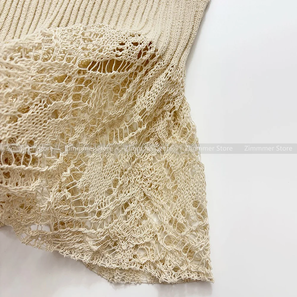 Minimalist Niche ~ Solid Colour Cotton Crochet Stretch Vertical Stripe Skinny Knit Wrap Hip Half Skirt