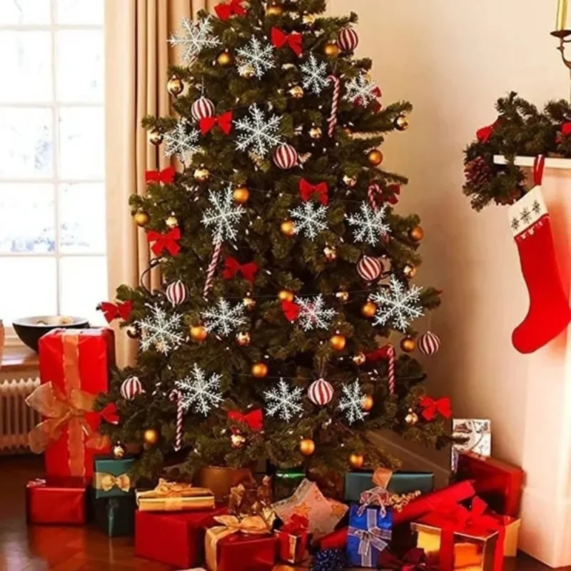 30 قطعة عيد الميلاد الثلج الحلي شجرة عيد الميلاد معلقة الأبيض ندفة الثلج الديكور DIY بها بنفسك السنة الجديدة أكاليل ديكور المنزل 2025