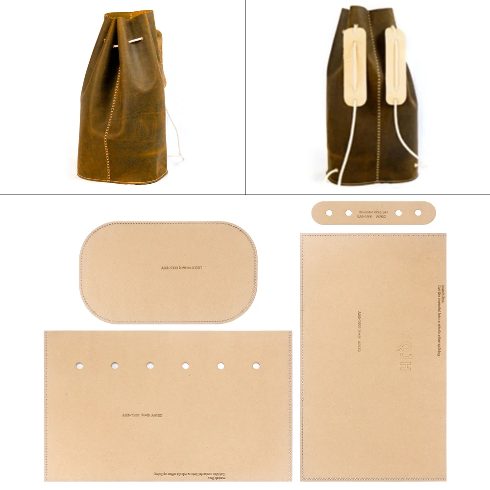 DIY Travel Backpack Sewing paper patterns - Kraft Paper Templates of Making Leather Big Bags