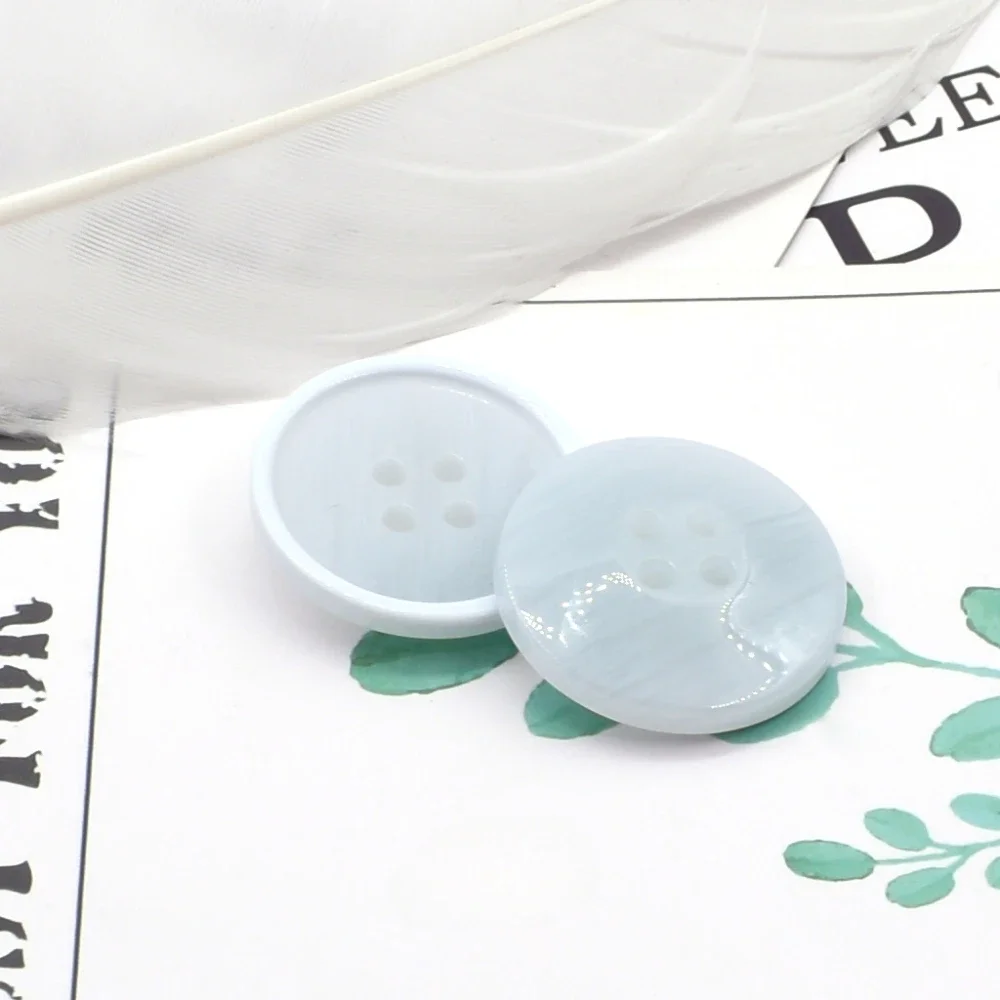 10pcs/bag Beautiful 4-hole Buttons 15/20mm Round Concave Resin Buttons Skirt Blouse Sewing Accessories