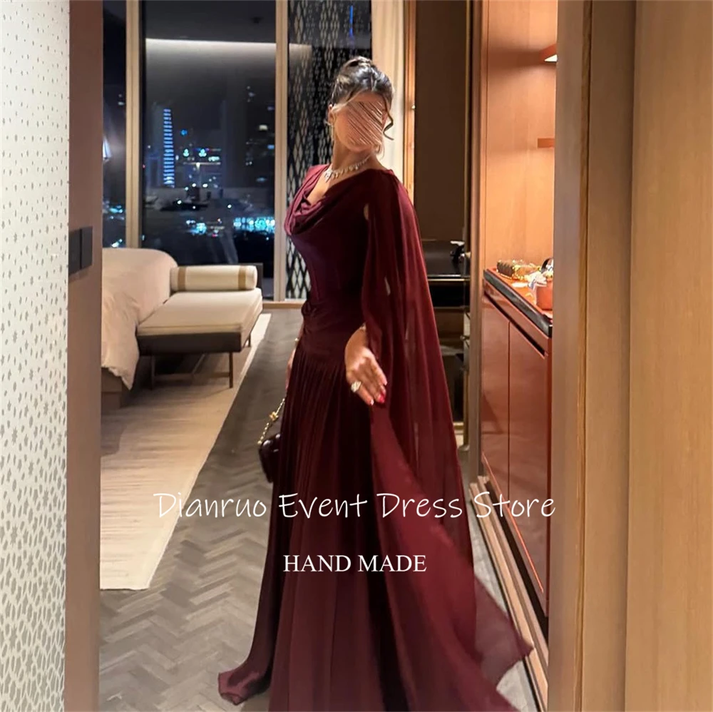 Suknia wieczorowa bez rękawów Dianruo w kolorze burgundowym, marszczona długa suknia na przyjęcie, Abendkleider Dubai, eleganckie Vestidos De Fiesta, szyta na miarę
