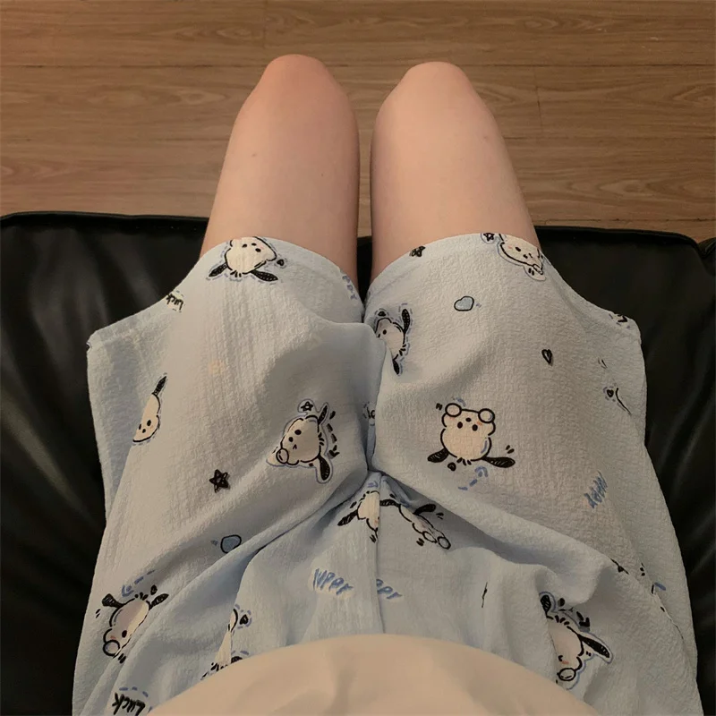 New Sanrios Kuromi Casual Shorts Cute Pochacco Womens Shorts Kawaii Cartoon Summer Girls Soft Loose Large Home Pants