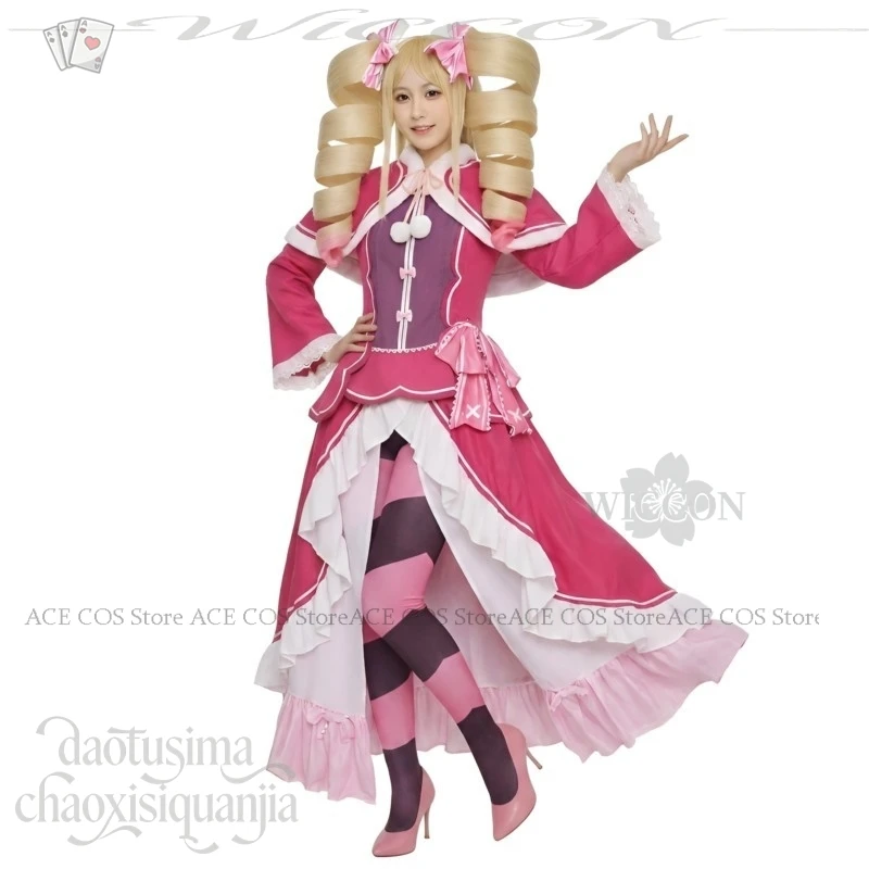 アニメ-re-ゼロから始める異世界生活-シーズン4-ゼロ-コスプレ-ベアトリス-コスチューム-カワイイ-プリンセススタイル-ロングケーキドレス-スイートロリータ-ウィッグ-リボン-ハロウィン