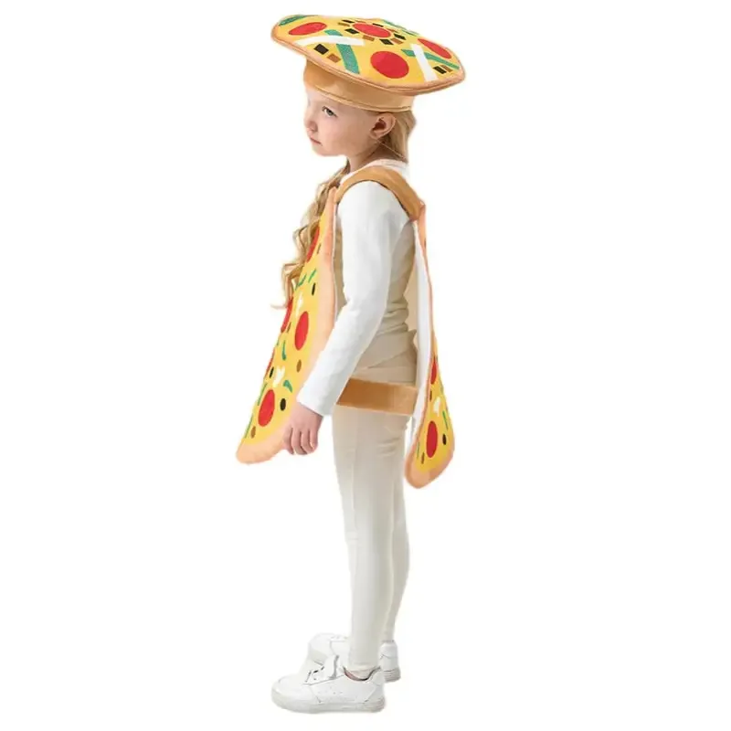 

asdh8@Cartoon Food Stage Costume Funny Pizza Cosplay Fantasy Boys Girls Clothing Disguise Teen 6 to 12 Years Roleplay Party Outf