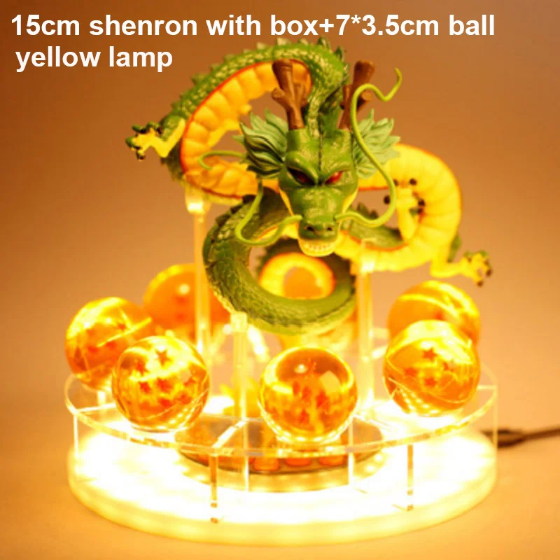 Figura de acción de Dragon Ball Shenlong, lámpara de Shenron DBZ, luz nocturna Led Shenlong, 7 estrellas, bolas de cristal, estatuilla de Anime, regalo de colección