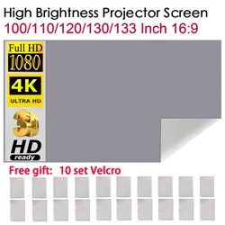 100 110 120 130 133 Inch Portable Projector Screen Optical Anti-light Curtain Reflective Foldable Home Movie 4K Projection Cloth