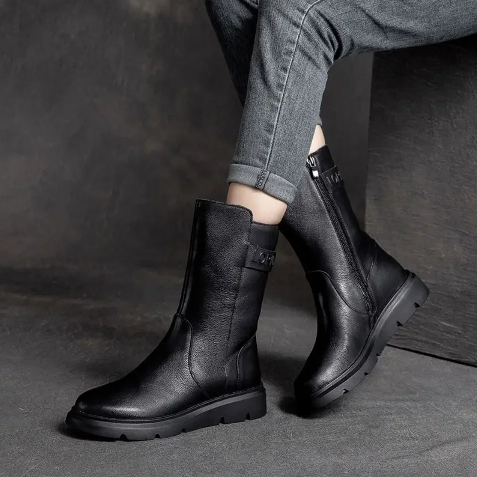 Winter 2024 Autumn Elegant With Low Heels Women's Half High Boots On Offer Fashion Sale New In Comfortable Ladies Mid Calf Shoes