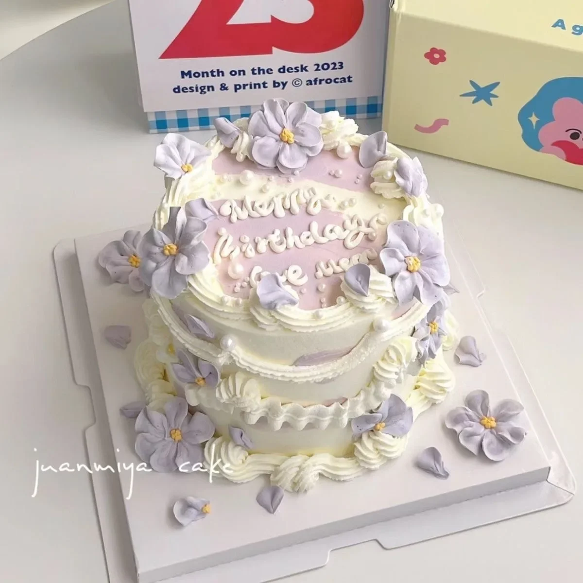 Pattern Simulation Birthday Cake Model Ornaments Cute Cream Fake Cake Mold Plastic Sample Window Display Accessories Decoration