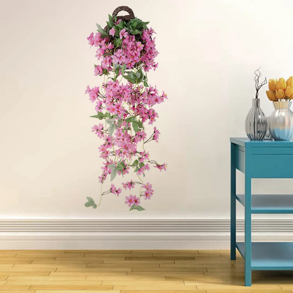 

Cherry Blossom Wall Hanging Vine Flowers Decor Artificial Plant Fake Vines Blossoms of for Room Pink Home