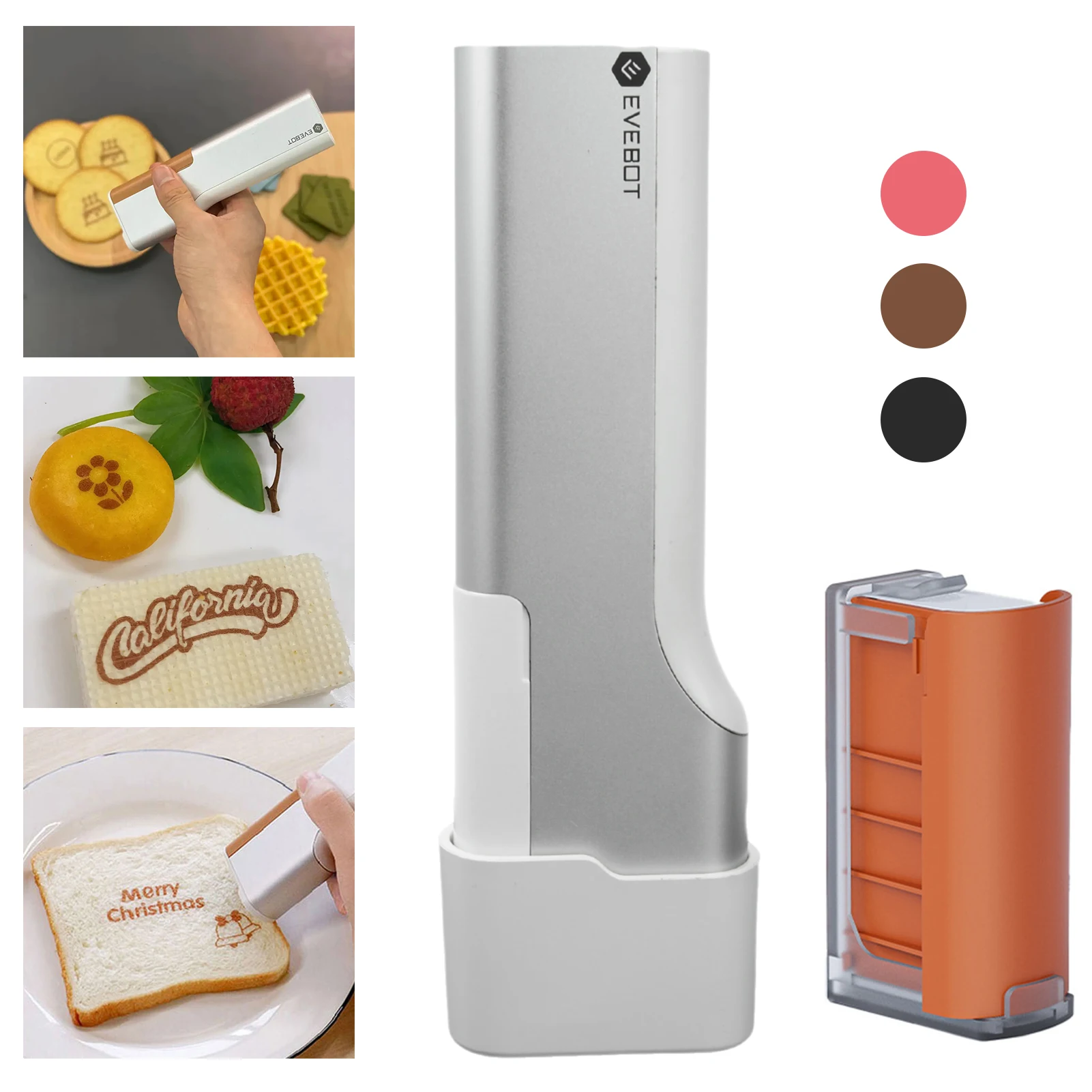 Produktbild von Handheld Food PrintPen – Tragbarer Mini-Drucker Für Kaffee, Macarons, Kekse, 300 Dpi, Mit App-Steuerung, Braun