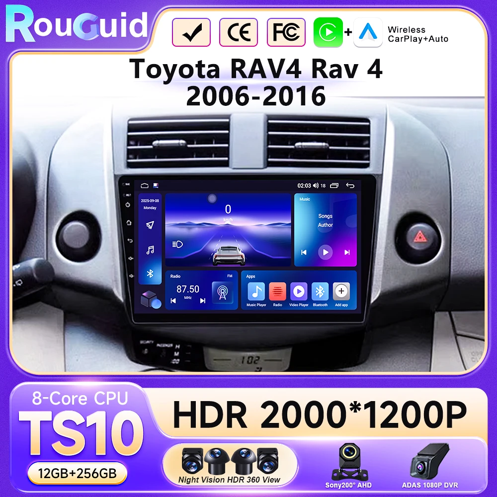 Android Carplay Auto For Toyota RAV4 Rav 4 2005 - 2009 2010 2011 2012 2013 Car Radio Multimedia GPS Player Stereo WIFI 4G BT DSP