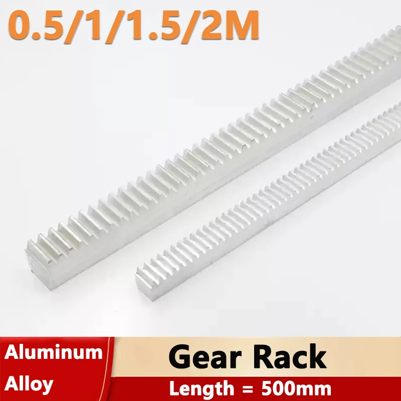 

1pcs Aluminum Alloy Gear Rack 0.5M/1M/1.5M/2M Straight Teeth Drive Rack Guide Length 500mm 8x10-25x25 Spur Gear Rack