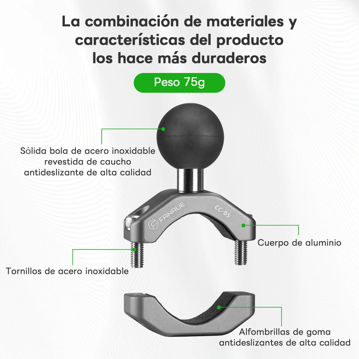 FANAUE aluminum alloy motorcycle handlebar phone holder 25mm/20mm/17mm ball head extension base is stable and non-slip image 3