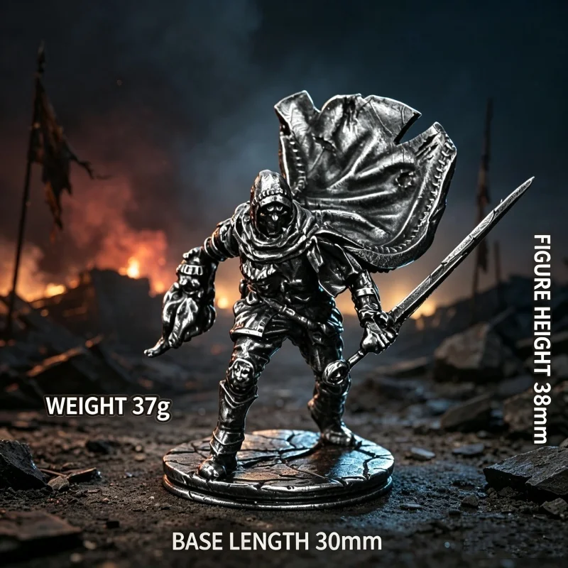 White Copper Metal Female Fighter Miniature Solid Tabletop Game Model Collectible Desktop Decor Gift for Male Hobby Collectors