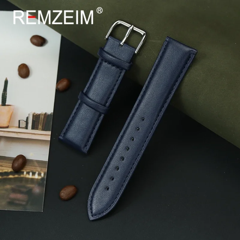

Blue Red Green White Casual Leather Watch Strap 18mm 20mm 22mm Wrist Belt Women Watchband with Stainless Steel Buckle