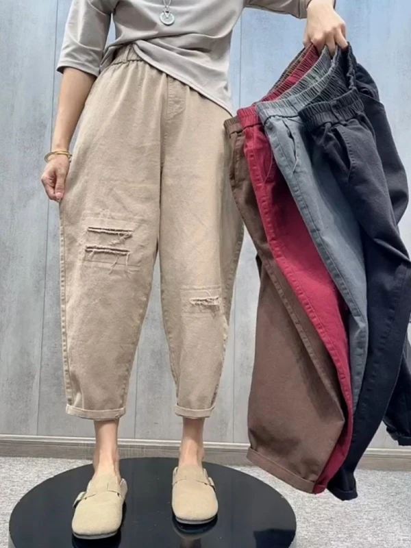 

Loose Dad Casual Pants Men's Summer Thin Nine Points Old Harlan Loose Fit Breathable Straight Leg Harem Pants Casual Trousers