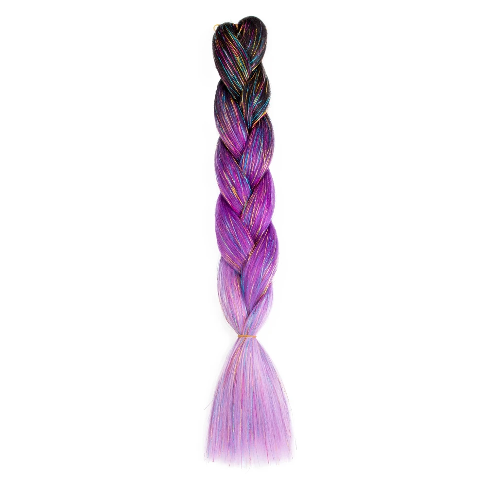 Synthetische Ombre 24Inch Glitter Jumbo Vlechten Extensions Sparkle Regenboog Gekleurde Vlechten Haar Voor Vrouwen Groothandel Diy Kapsel