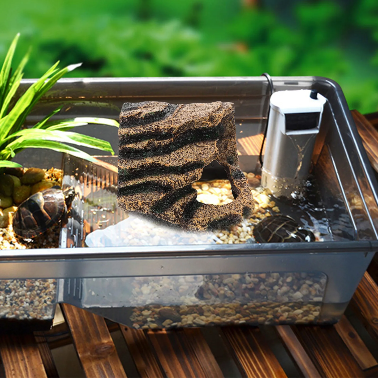 

Turtle Basking Platform Resin Tortoise Rock Aquarium Ornament Reptile Climbing Decorative Home Living Environment