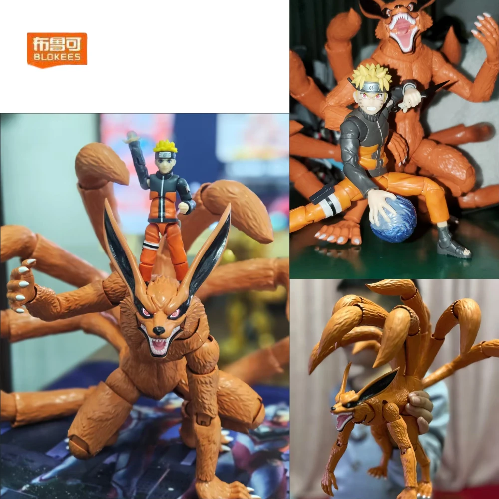 Blokees NARUTO Uzumaki Naruto Kurama Kyuubi, Figura de Acción con Ojos que Emiten Luz, Modelo de Anime Coleccionable, Juguete, Regalo de Navidad