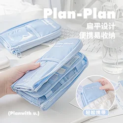 Large Capacity Foldable Pencil Case Desktop Storage Pouch High Face Value Soft Sweet Cute School Supplies