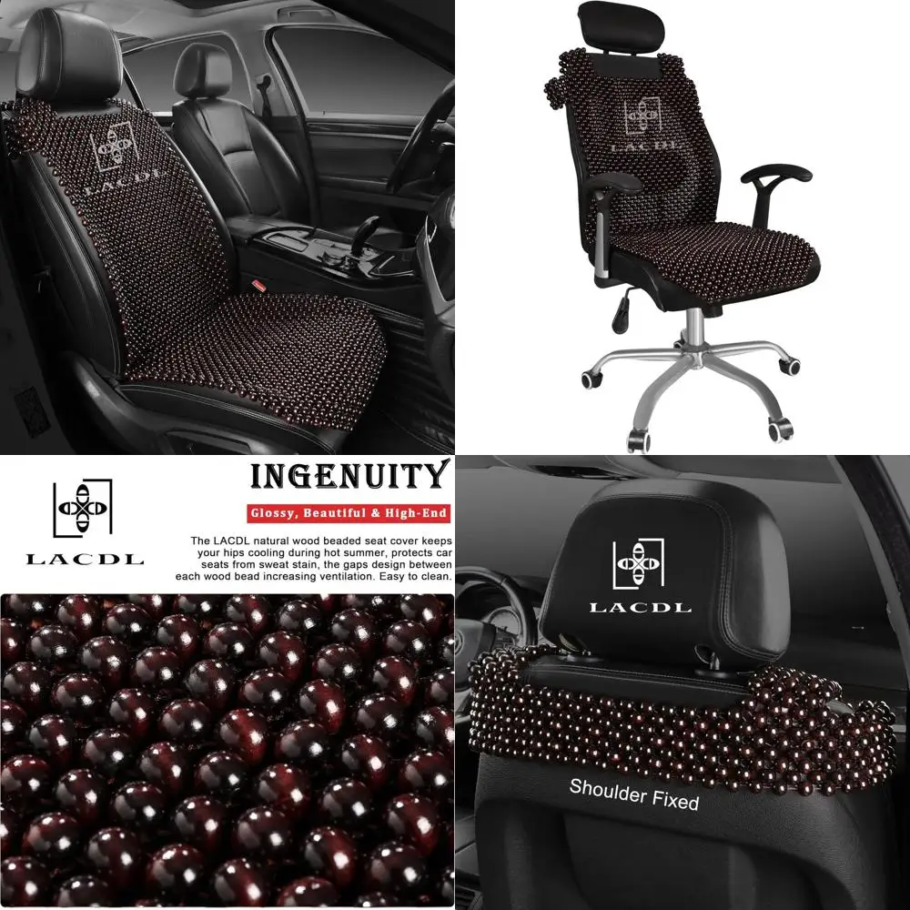 

Чехлы на автомобильные сиденья LACDL с бисером, охлаждающий чехол на сиденье для грузовиков и внедорожников - автоматическая вентилируемая накладка на сиденье, натуральное дерево