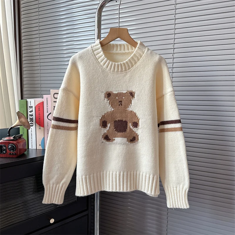 

Hsa 2023 New Loose Lazy Style Cartoon Print Sweater Pullovers Women Sweaters Y2k Knitwear Cute Kawaii Harajuku Knit Tops