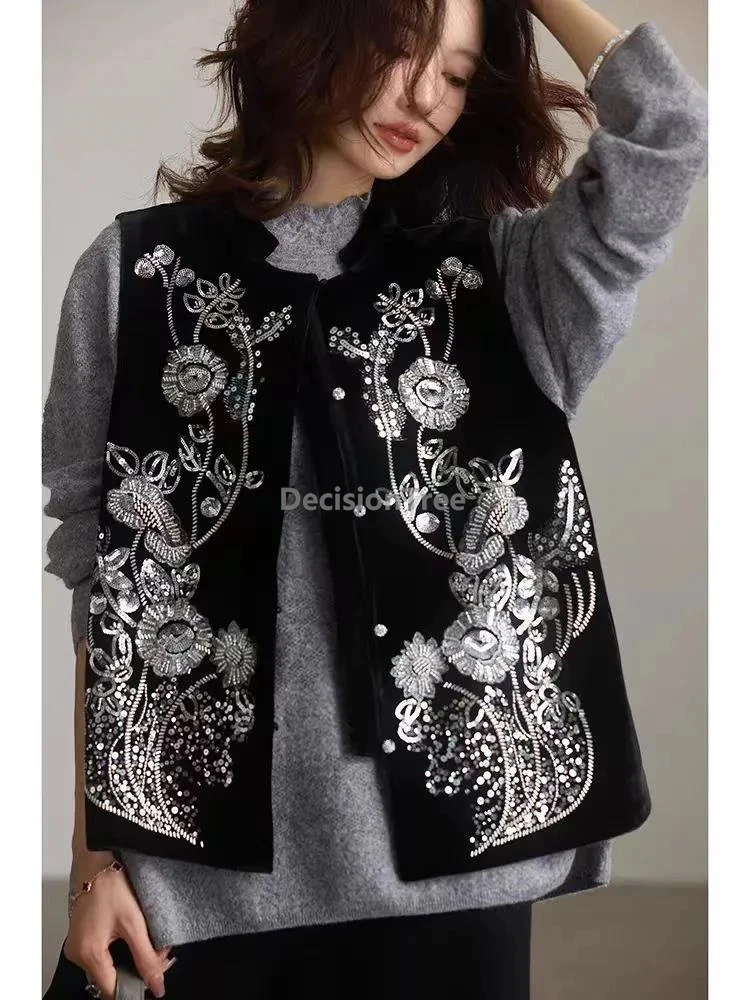 

2025 autumn new chinese style vest fashionable exquisite design ethnic style women's singlet retro elegant temperament vest