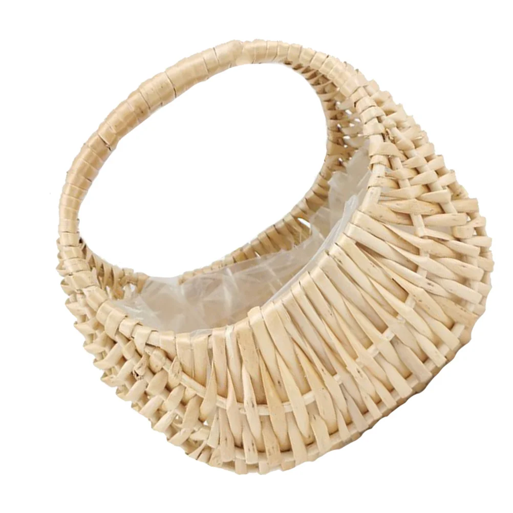 

Portable Flower Basket Rattan Organizers Storage Wicker Bin Straw Woven Baskets Hand Small Fruit Floral Decor Handwoven Bride