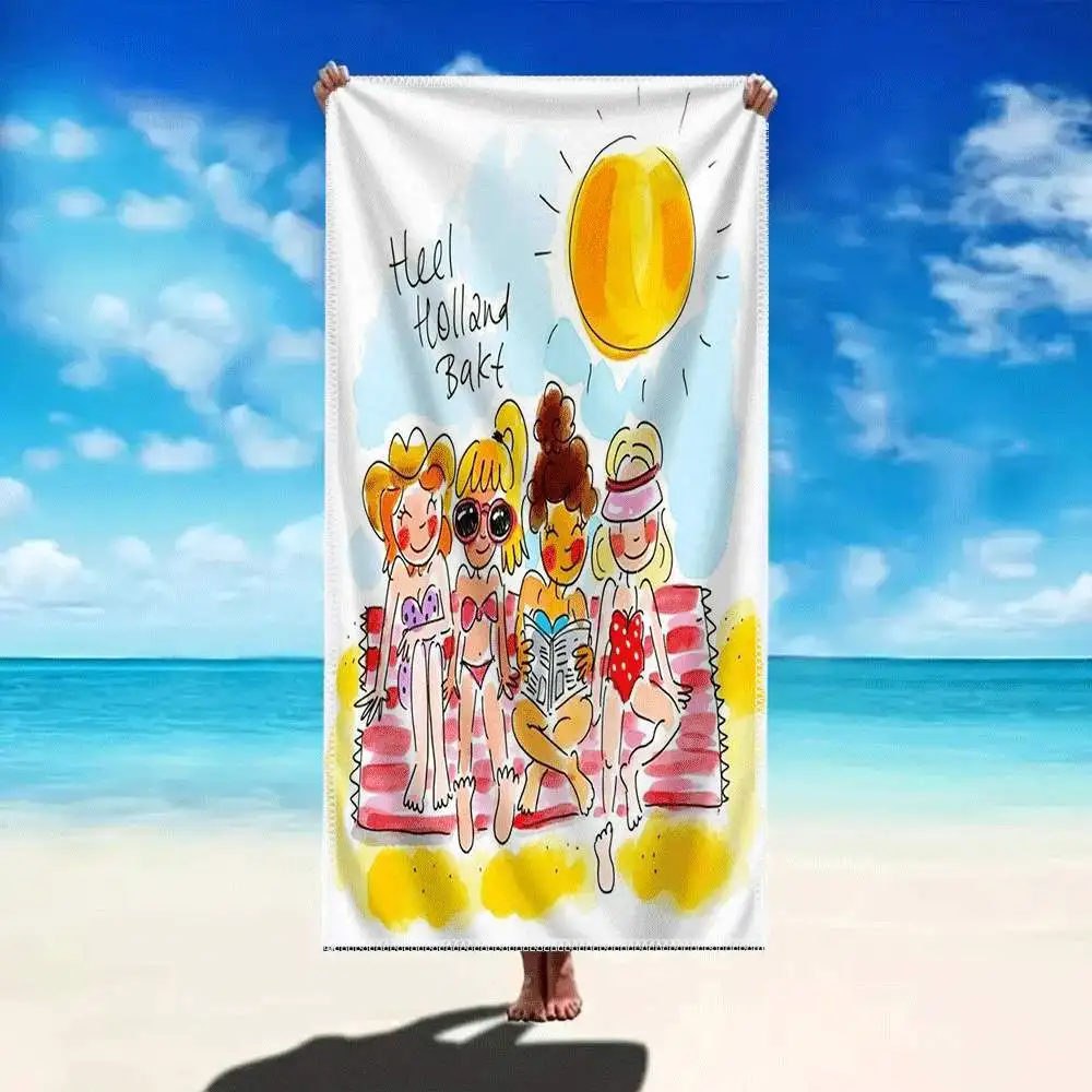 Amsterdam Blonde Girl Beach Towel Stylish Creative Pattern St Patrick's Day Party Decor Valentine Christmas Gift Travel Wrap