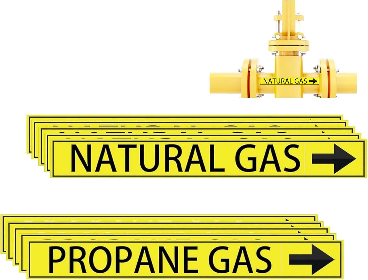

Natural Gas Pipe Labels Stickers With Arrows 10 Pcs Gas Line Identification Stickers Pipeline Warning Tags PVC Natural Gas Pipe
