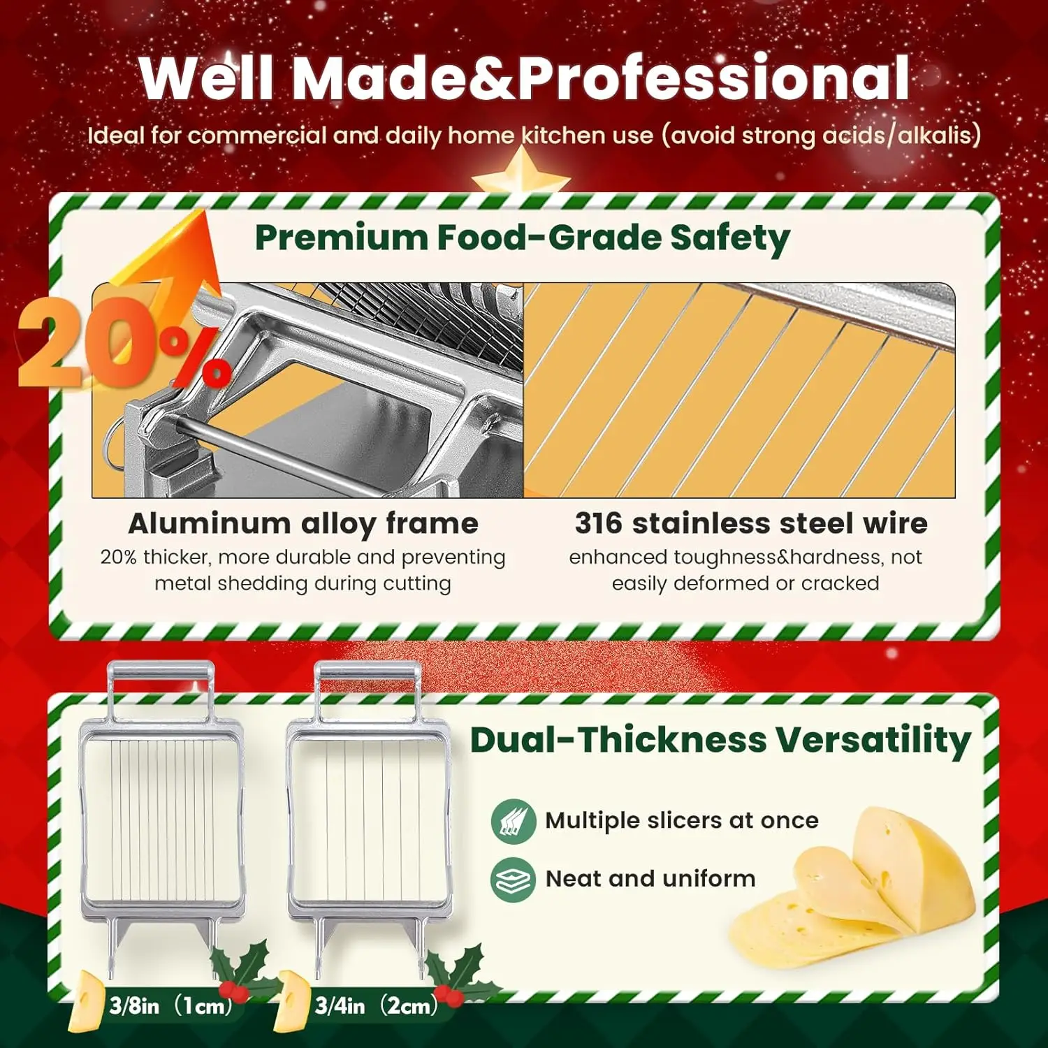 Stainless Steel Cheese Slicer with Replaceable Blades for Home and Restaurant Kitchen Use