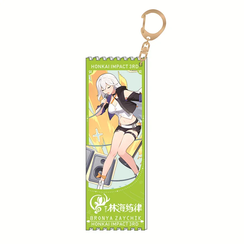 Game Honkai Impact 3 Anime Figures Kiana Kaslana Seele Vollerei Acrylic Laser Keychain Bronya Zaychik Model Keyring Pendant Toy