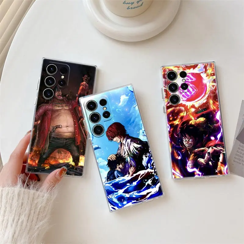 

Anime O-One Piece Shanks Luffy S26 Ultra Case For Samsung Galaxy S25 S26 S24 S23 Ultra S22 S20 Plus S21 FE A57 Clear Phone Cover