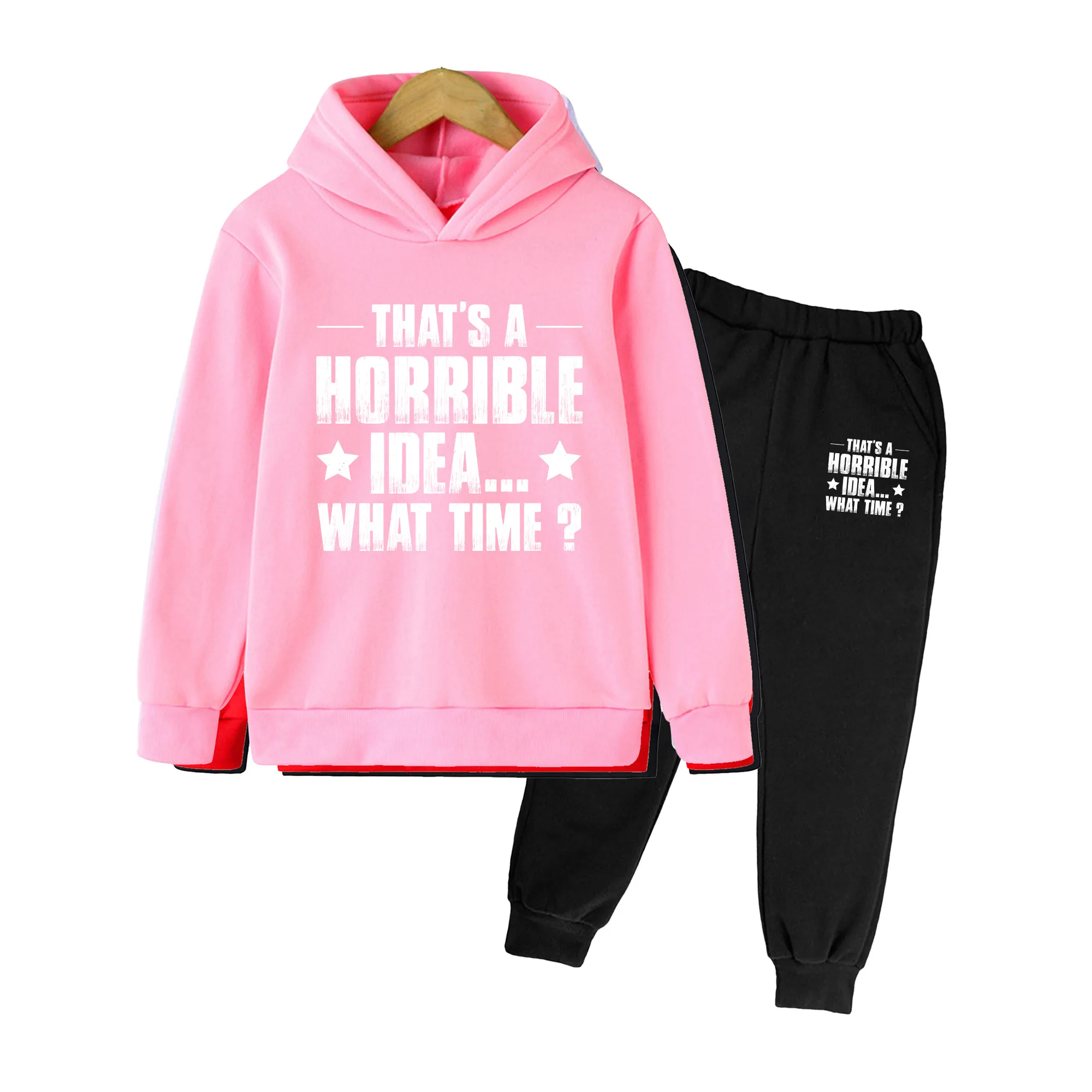 Kids Hoodie and Sweatpants Set, Cartoon Print Long Sleeve Outfit for Boys Girls, Casual Daily Wear