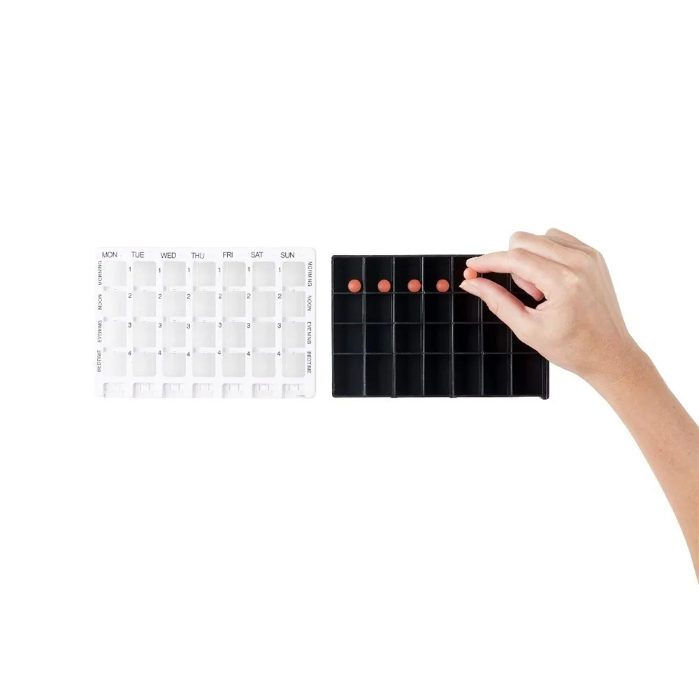 1pc Plastic Pill Storage box 28 Grids Pill Storage Box Pills Vitamins Organizer Weekly Medicine Storage Case