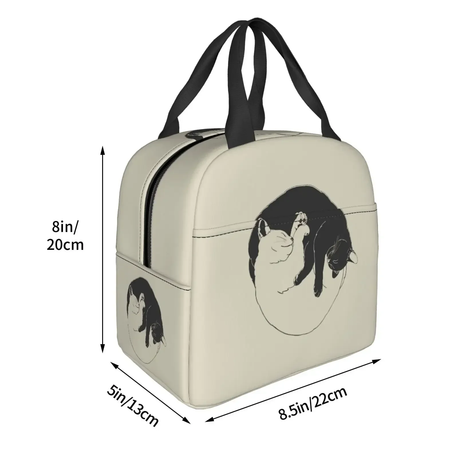 Moon Phases Yin and Yang Cats Lunch Bags Insulated Bento Box Lunch Tote Leakproof Picnic Bags Thermal Bag for Woman Girl School