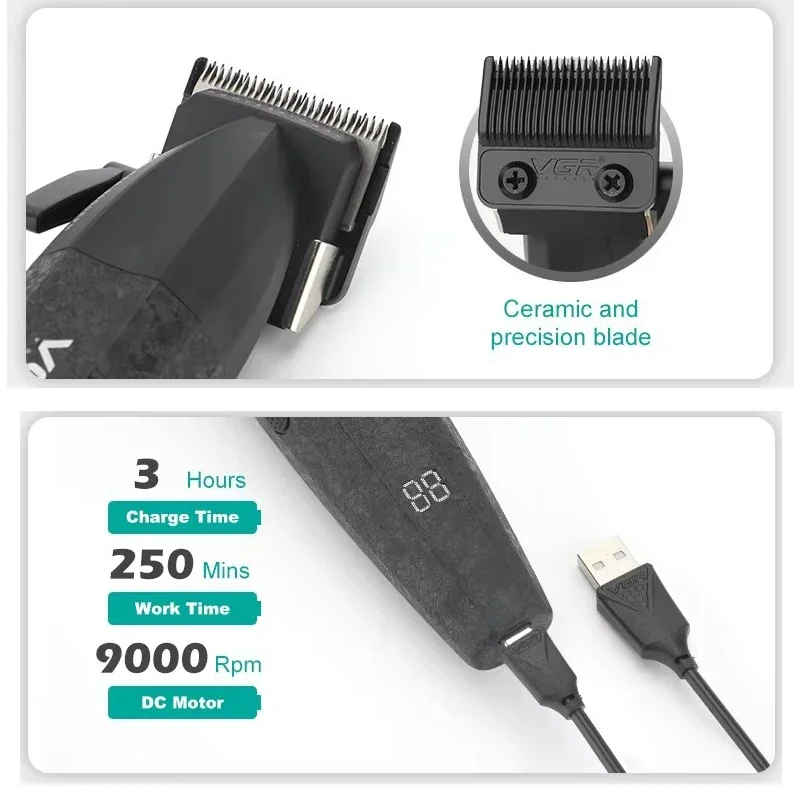 VGR Professional Combo Hair Trimmer Barber Hair Clipper Rechargeable Hair Cutting Beard Electric Haircut Machine For Men V-640