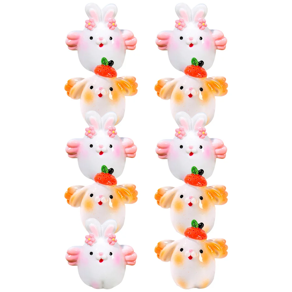 

10Pcs Resin Rabbit Ornaments Miniature Animal Decor Micro Landscaping Bunny Figurines for Car Garden Tiny Adorn
