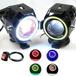 LED Angel Eye Motorcycle Headlight Moto Auxiliar Driving Lamp Mini led flashlight Motorbike Front Spotlight ATV Scooter Accessor