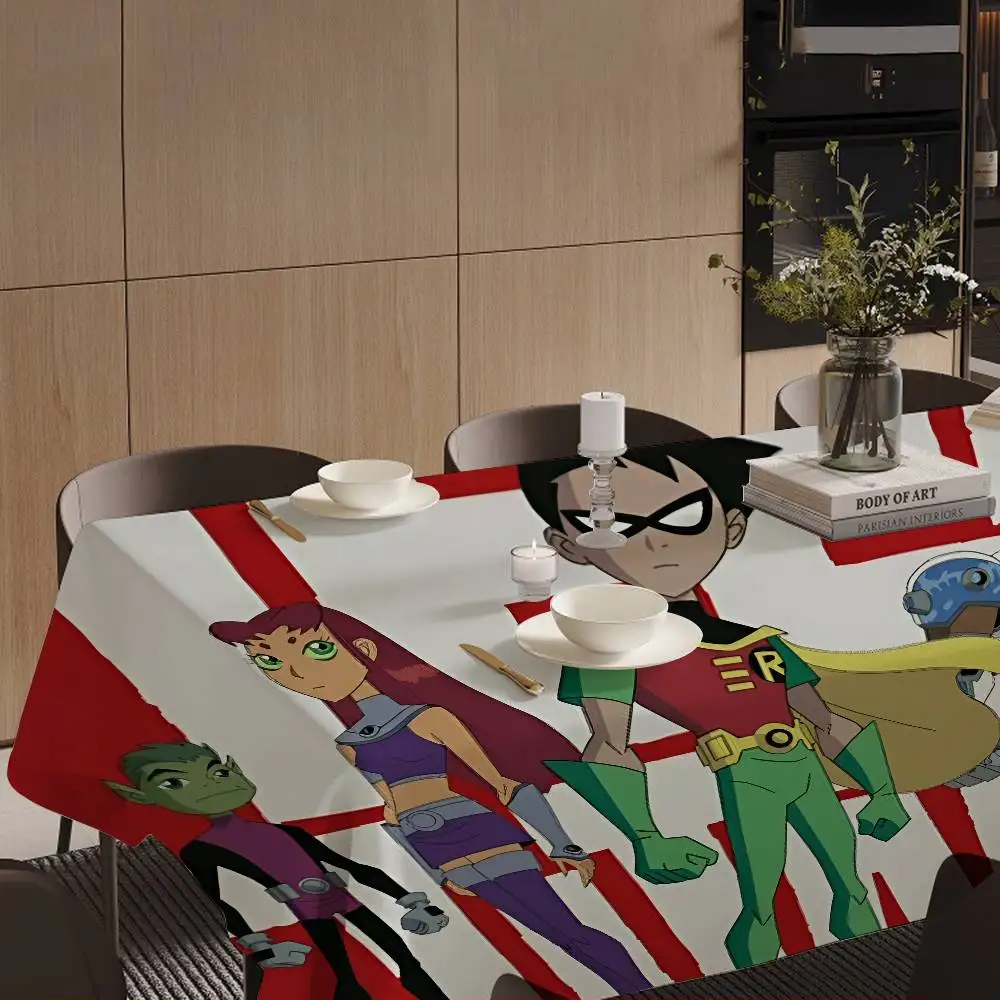 T-Teen T-Titans Go Home Tablecloths Dining Decoration And Rectangular Table Accessories Waterproof Cloth Anti-stain