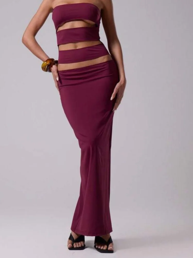 

Purple Hollow Out Maxi Dress For Women Sleeveless Backless Long Robes Slim Fit Party Sexy Beach Vestidos 2026 New Lady Dresses