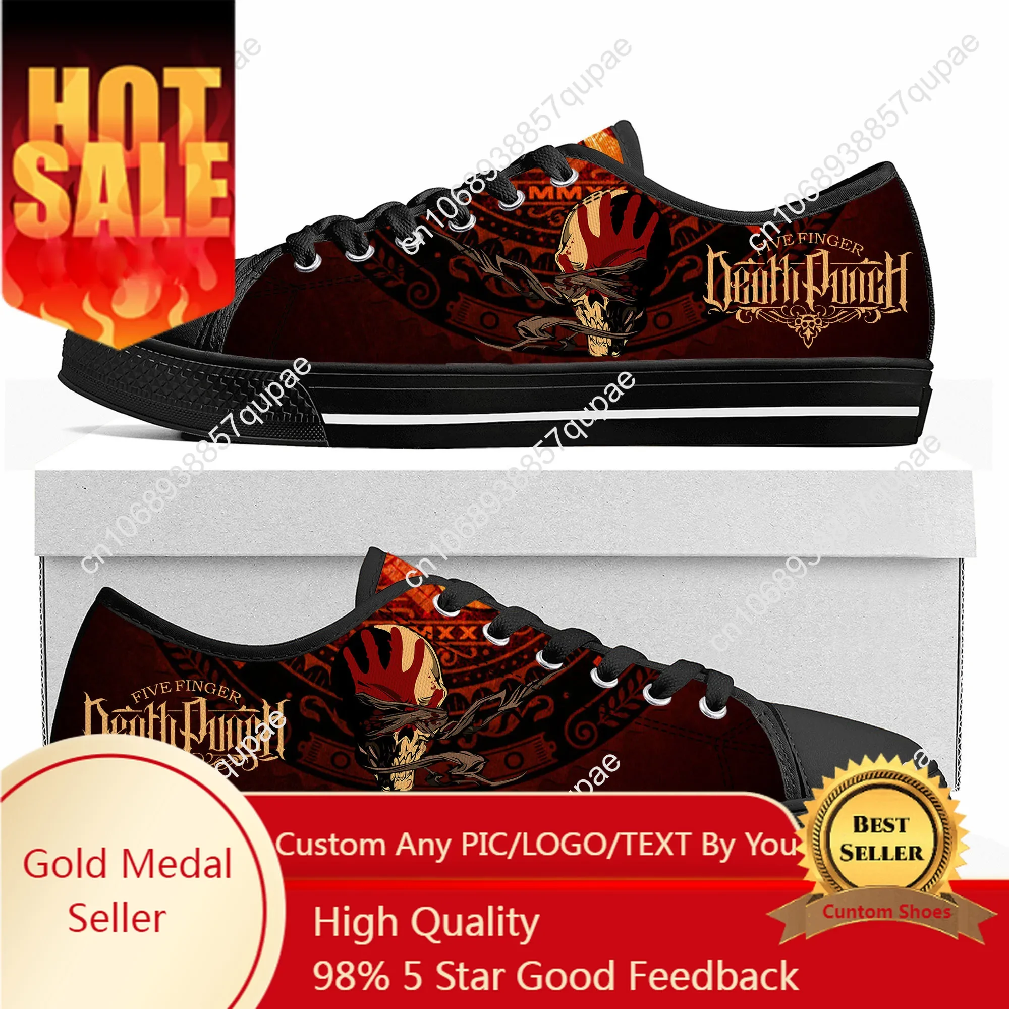 Vijf Vinger Death Punch Band Lage Top Hoge Kwaliteit Sneakers Heren Dames Tiener Canvas Sneaker Casual Paar Schoenen Aangepaste Schoen