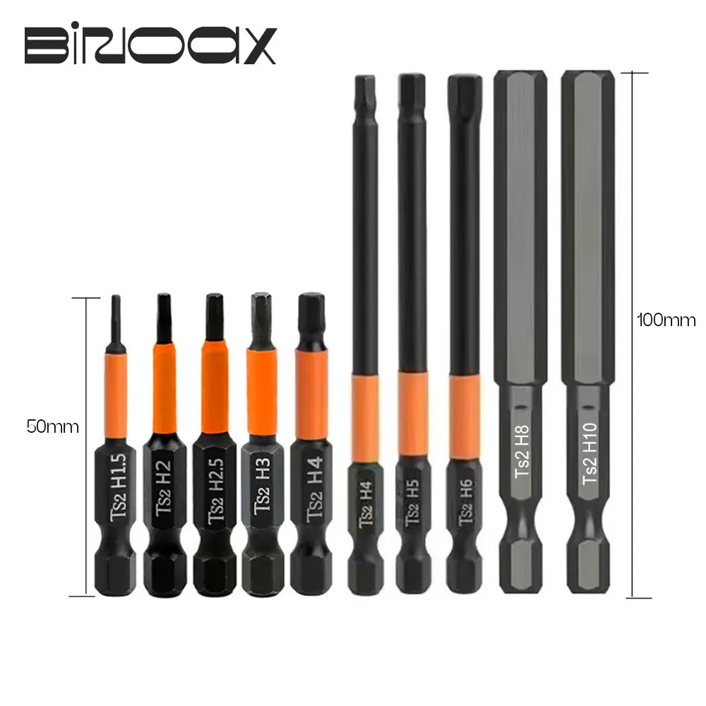 Binoax Hexagonal Bit Set S2 Hex Head Magnetic Screwdriver Bit Set Allen Wrench Screwdriver H1.5-H10