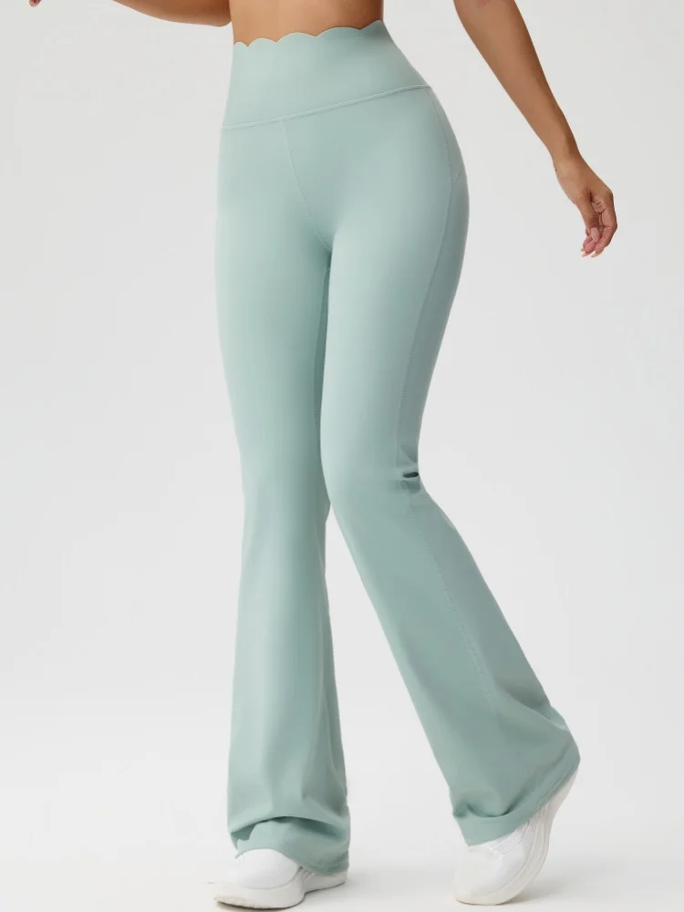 Wavy High Waist Wide Leg Yoga Pants for Women Casual Fitness Flared Pants Compression Trousers Outdoor Sports Leggings Workout