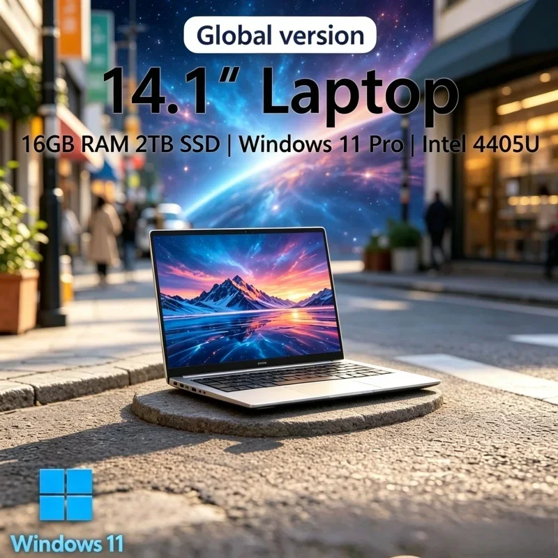

2026 Glam Polished 14.1 Inch Gaming PC Intel 4405U Ultrathin 16GB RAM SSD 1920*1080 Windows 11 Pro Clever Curved Study Laptop