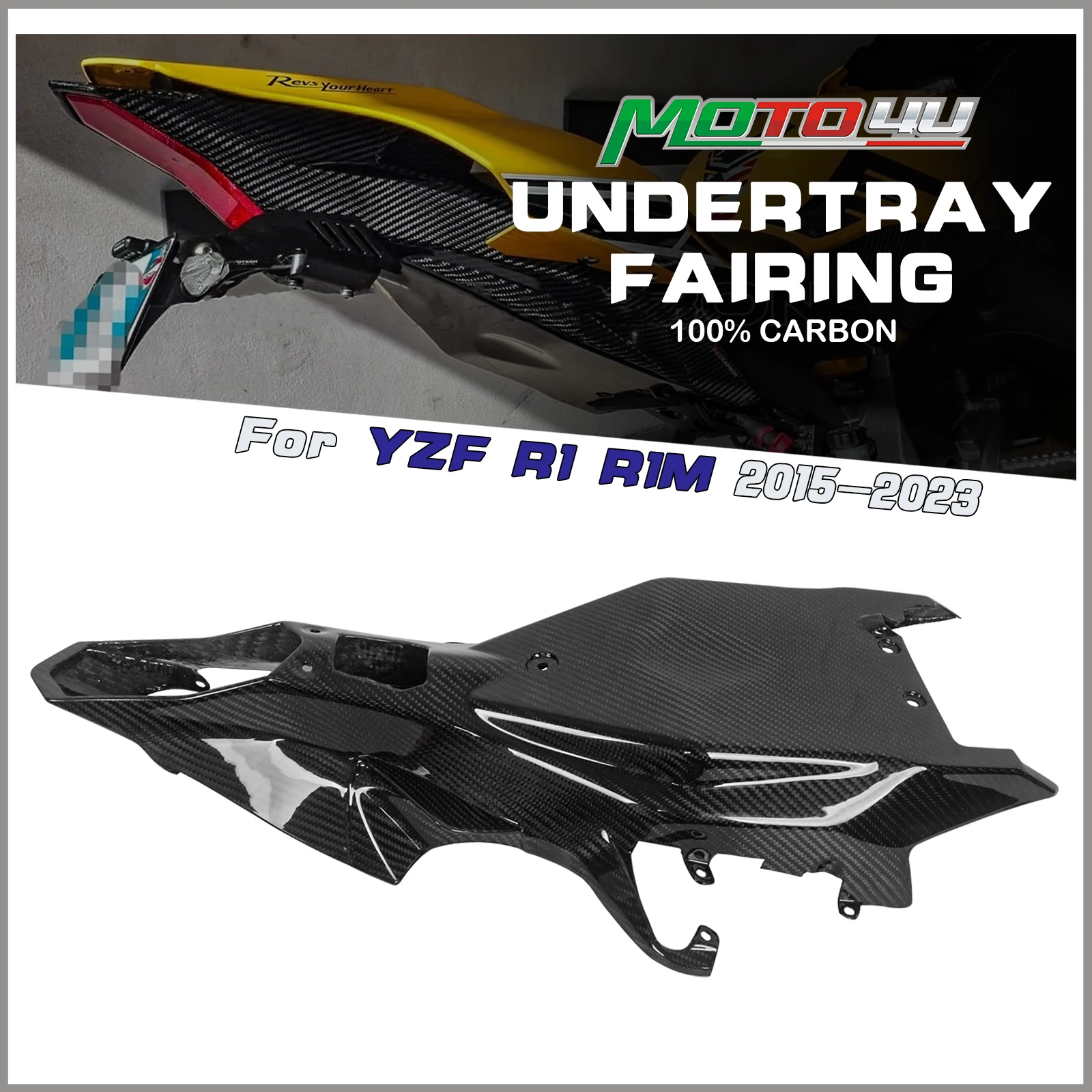 100% Carbon Fiber Undertray Fairing Motorcycle Lower Fairing Kit For Yamaha YZF-R1 R1M 2015 2016 2017 2018 2019 2020 2021 2022