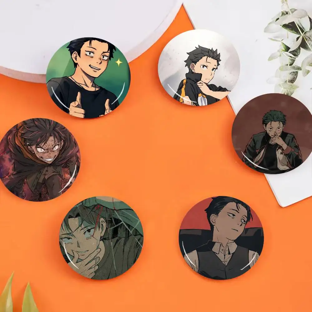 Anime Cartoon Subaru N-Natsuki 25 32 44 58 75mm Round Badges Brooches Lapel Pins Fashion Accessory Holiday Present Gift